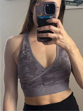 Gymshark Seamless Wrap Sports Bra - Gray Purple